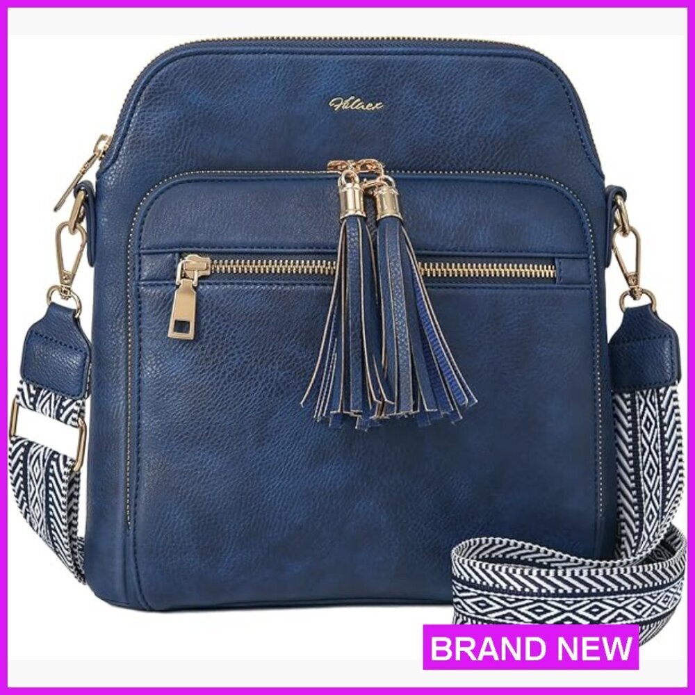 Leather Crossbody Bag Anti Theft RFID Blocking Adjustable Strap Travel Purse